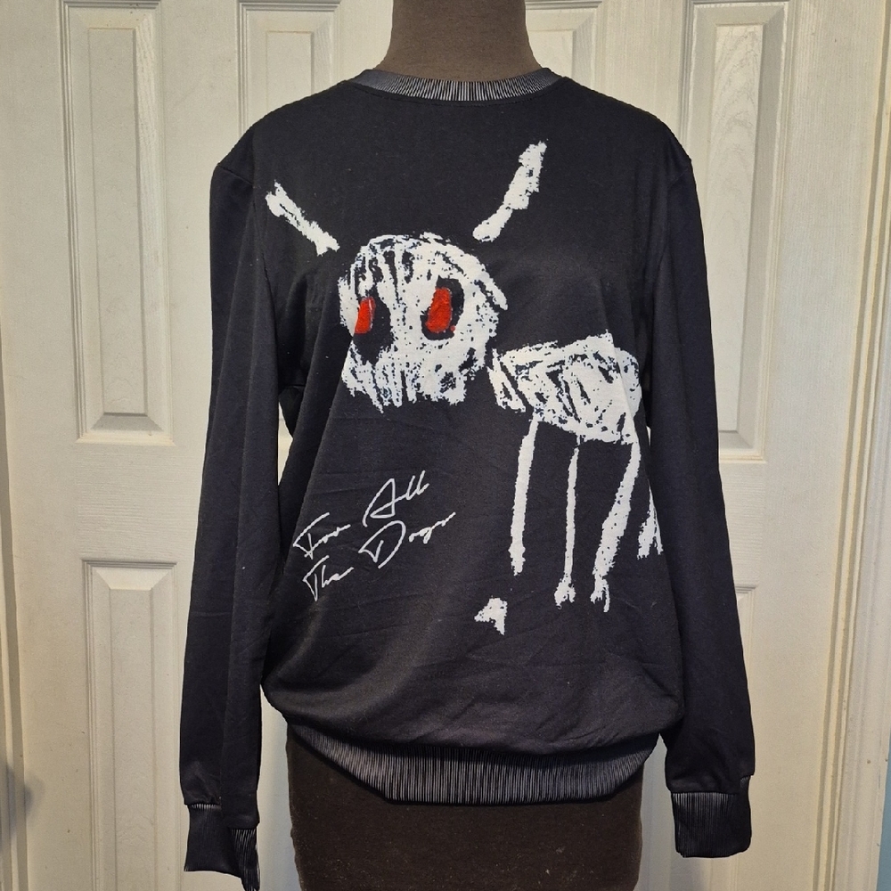 Drake For All The Dogs Sweatshirt with Red and White Design Size XL